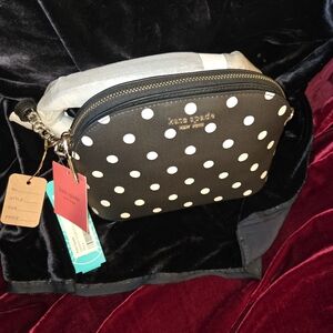 Kate Spade Spencer Small Dome Crossbody Black White Polka Dot NWT